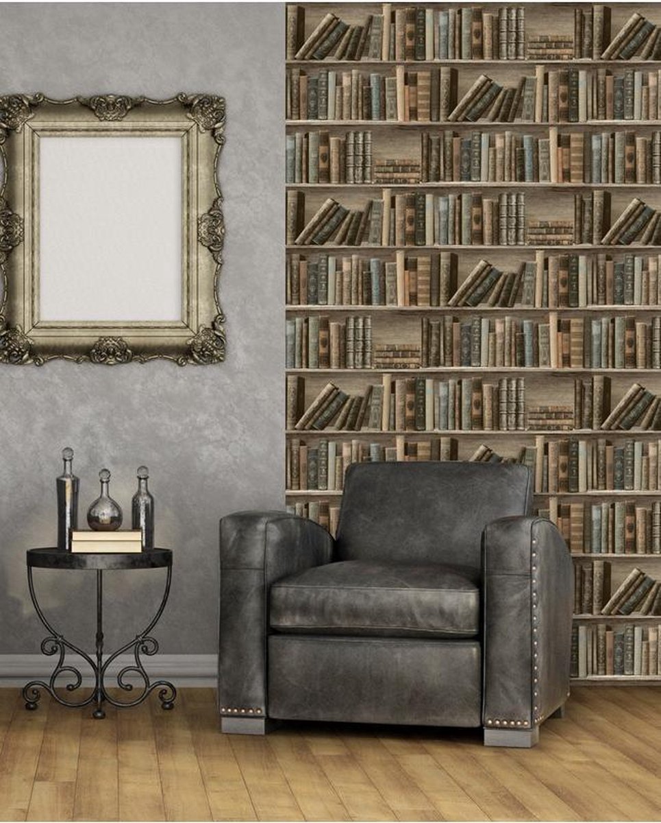 Home boekenkast bruin behang (vliesbehang, bruin) | bol.com
