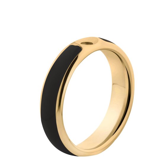 Melano Twisted Tracy resin ring - dames - goldplated + black resin - 5mm - maat 50