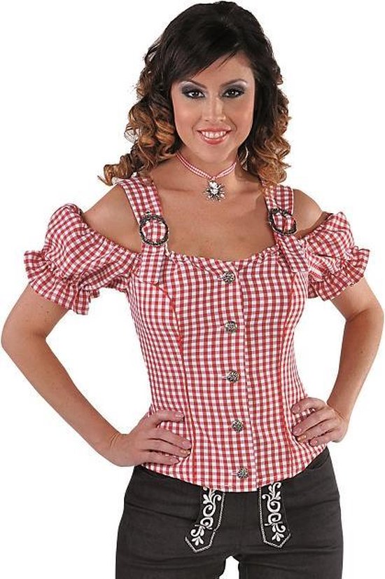 Fonkelnieuw bol.com | Tiroler blouse rood en wit geblokt - Oktoberfest kleding QX-46