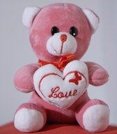 Valentijn - Knuffelbeer - Roze - Love (+/-16 cm)