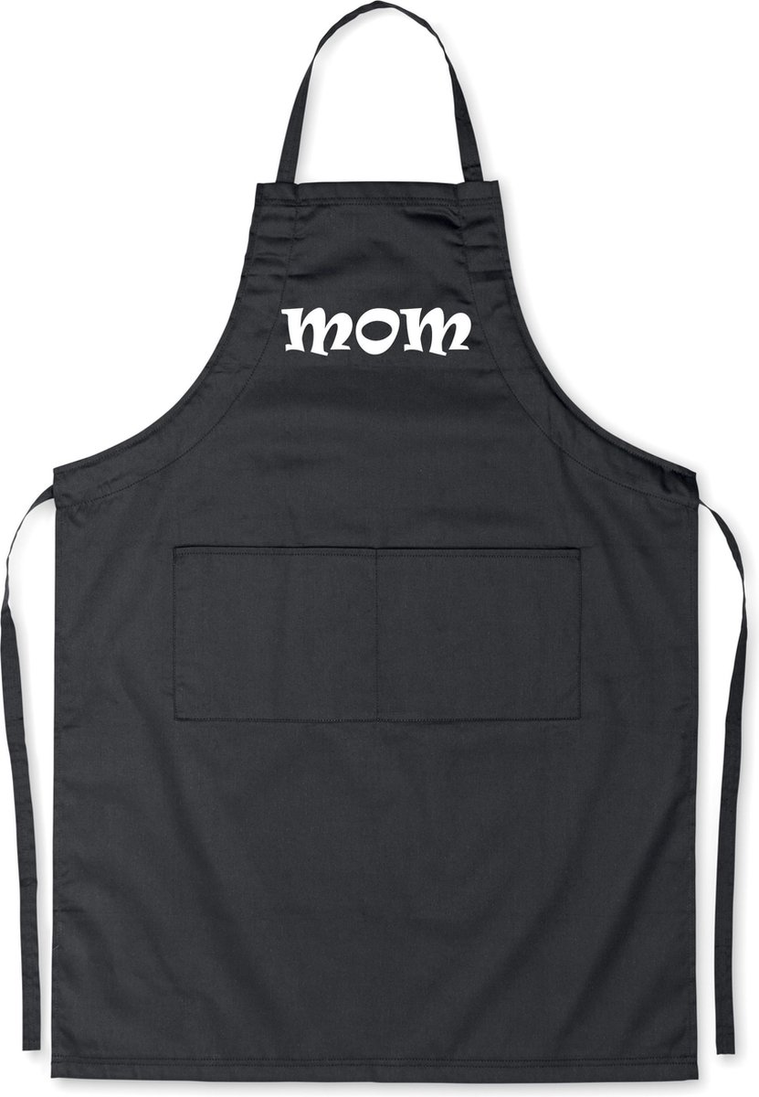 Benza Schort MOM - Grappige/Leuke/Mooie/Luxe Keukenschort - Zwart