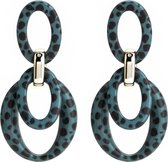 Retro Oorhangers Panter - Oorbellen Ovaal - 7,4x5 cm - Blauw - Musthaves