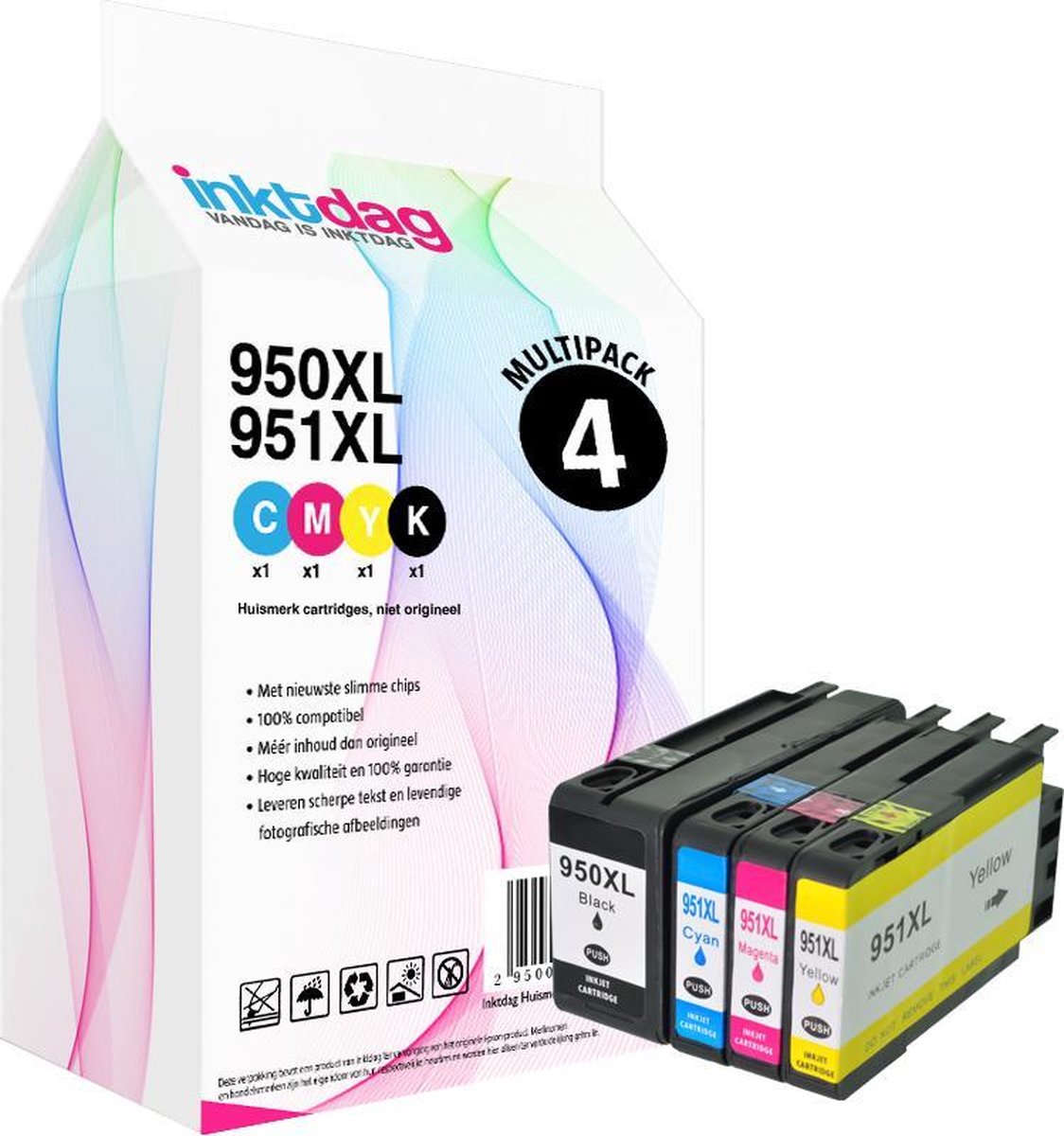 950XL 951XL Pack de 4 Cartouche pour HP 950 et 951 XL Multipack Cartouche  pour HP Officejet Pro 8600 8615 8620 8610 8100 276dw 251dw 8625 8630 8640  (1 Noir, 1 Cyan, 1 Magenta, 1 Jaune) : : Informatique