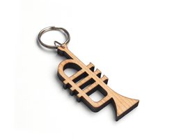 Berben Design Sleutelhanger Trompet - Esdoorn - 6 x 2.5 x 0.6cm