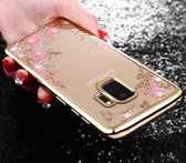 Samsung Galaxy S9 transparant siliconen hoesje bloemen/vlinders goud