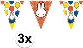 3x Nijntje vlaggenlijnen versiering 10 meter - Feest/verjaardag slingers kinderfeestje