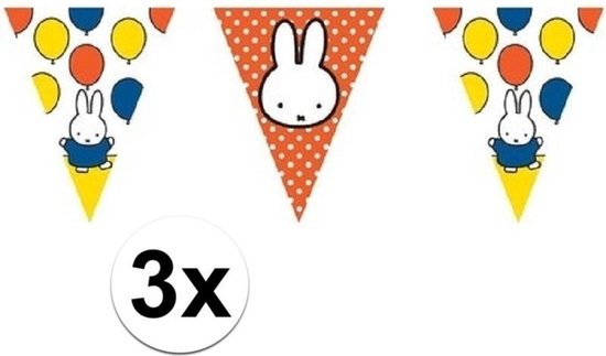 3x Nijntje vlaggenlijnen versiering 10 meter - Feest/verjaardag slingers  kinderfeestje | bol.com