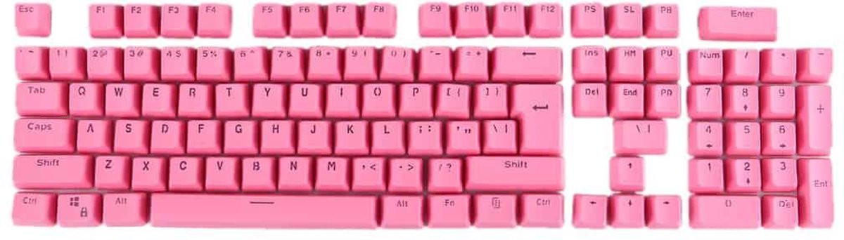 104 toetsen Double Shot PBT Backlit Keycaps voor mechanisch toetsenbord (roze)