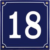 Emaille huisnummer blauw nr. 18