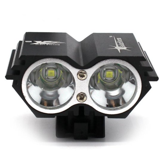 SolarStorm X2 MTB/race LED koplamp 2x CREE T6 LED klein maar EXTREEM veel licht - USB aansluiting - met 20.000mAh LiPo powerbank - Zwart — afbeelding 4