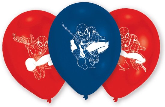 Amscan Ballonnen Spider-man 23 Cm Rood/blauw 6 Stuks