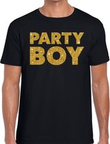 Party Boy glitter tekst t-shirt zwart heren - heren shirt Party Boy M