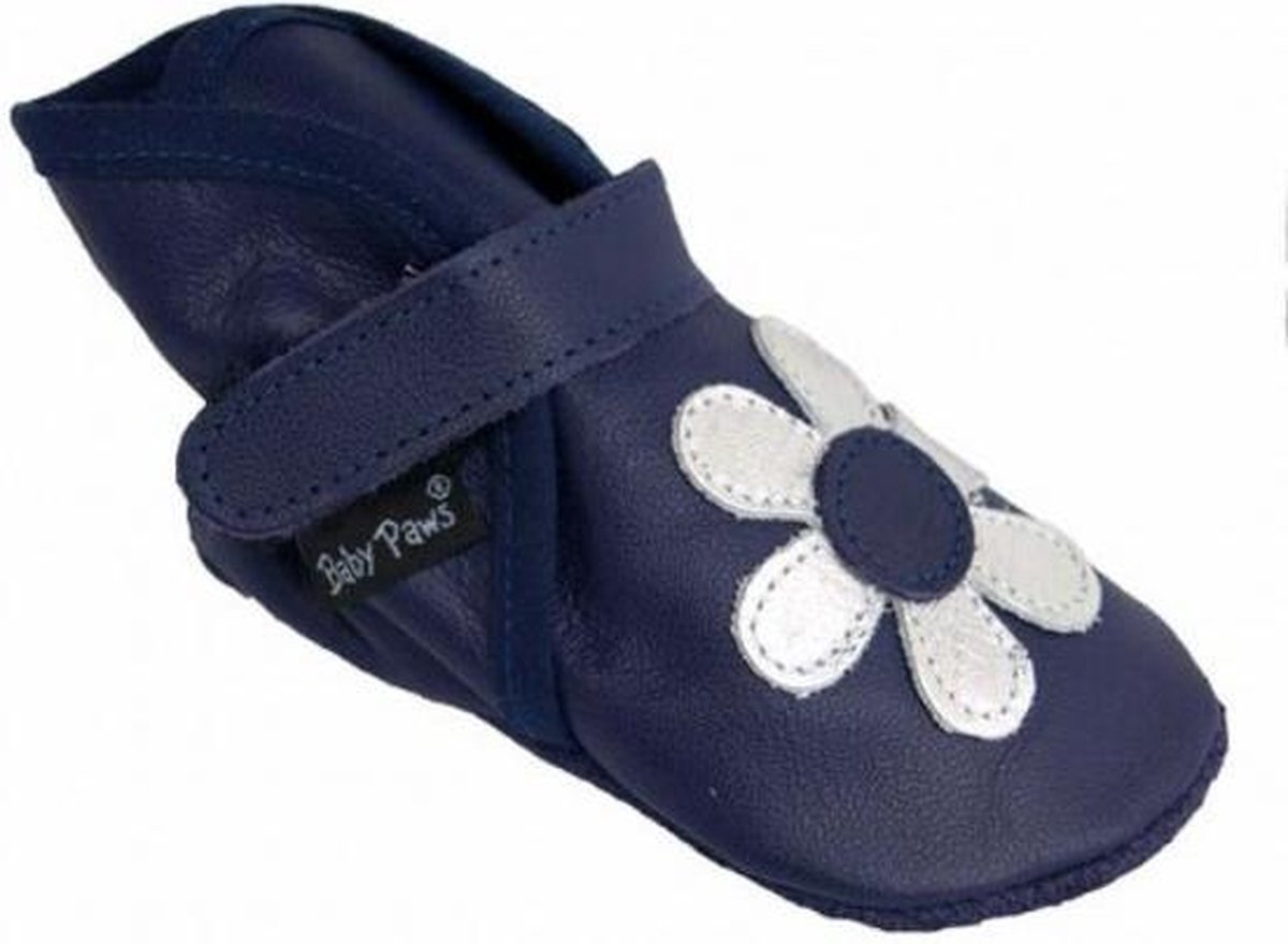 Baby Paws babyslofjes Wrapz blauw met zilverkleurige bloem 9-12 mnd voetlengte 10 4 11 2 cm