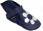 Baby Paws chaussons bébé Wrapz bleu avec fleur couleur argent, taille 3, 9-12 mois, longueur du pied 10,4 - 11,2 cm,