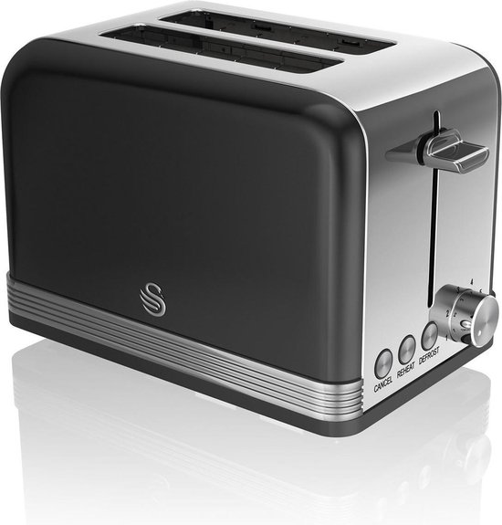 BOURGINI RETRO Broodrooster - Zwart - 2 Sneden - 815W