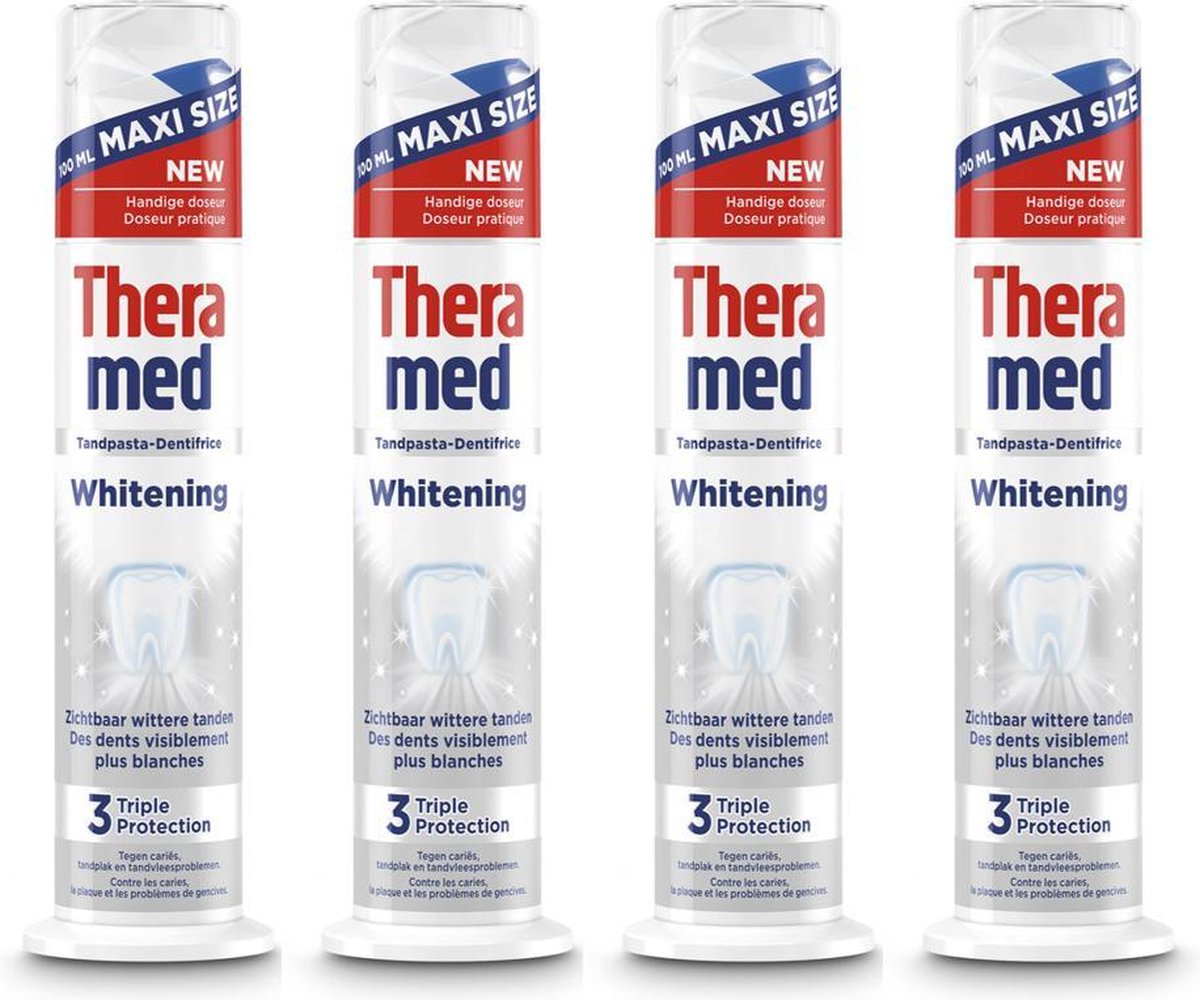 Theramed Whitening - Triple Protection - tandpasta dispenser - 4 x 100 ml