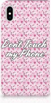 Geschikt voor iPhone Xs Max Uniek Standcase Hoesje Flowers Pink DTMP