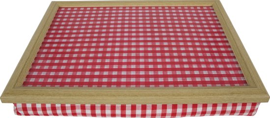 Laptray - Schootkussen - Rood/wit geruit