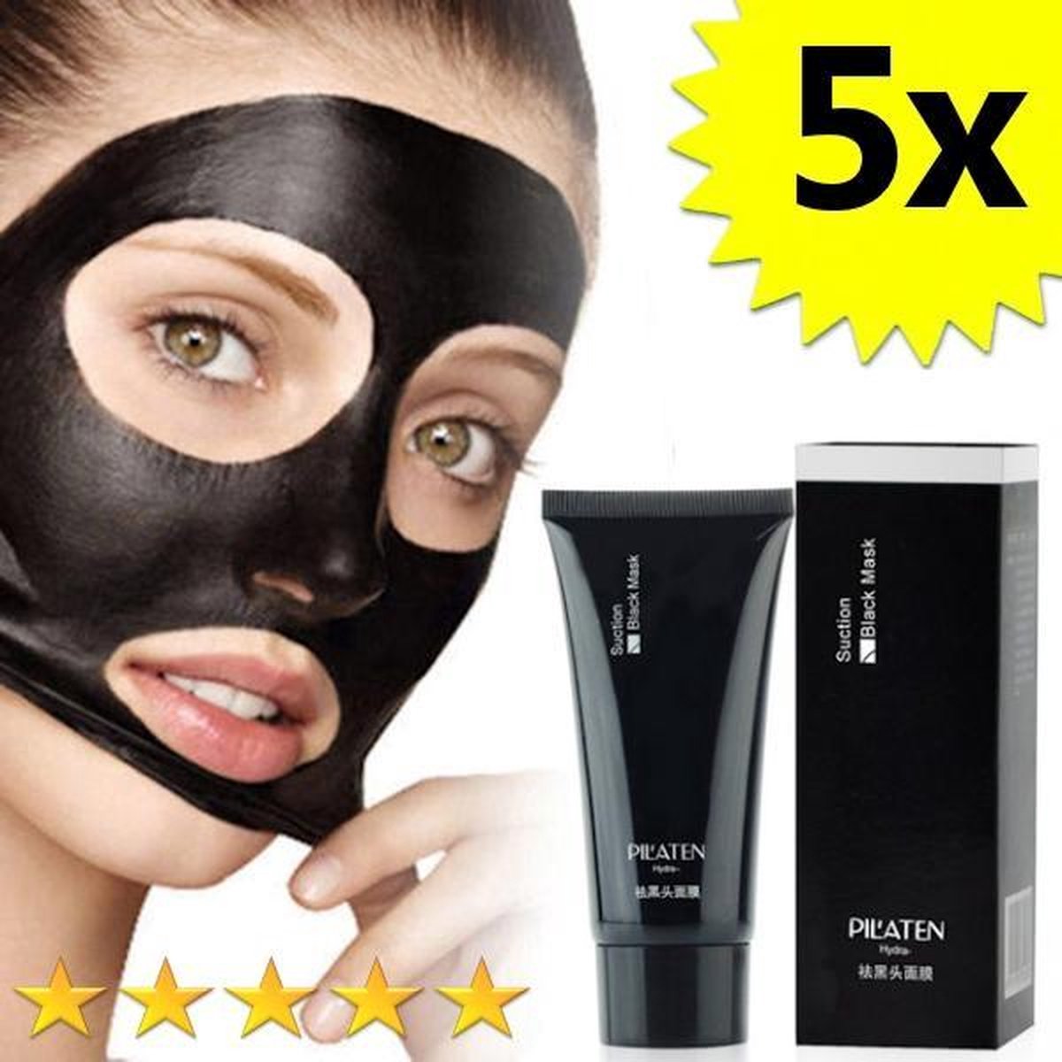 5 x Blackhead Masker Deluxe | Pilaten | Mee eters verwijderen dankzij het Zwarte masker