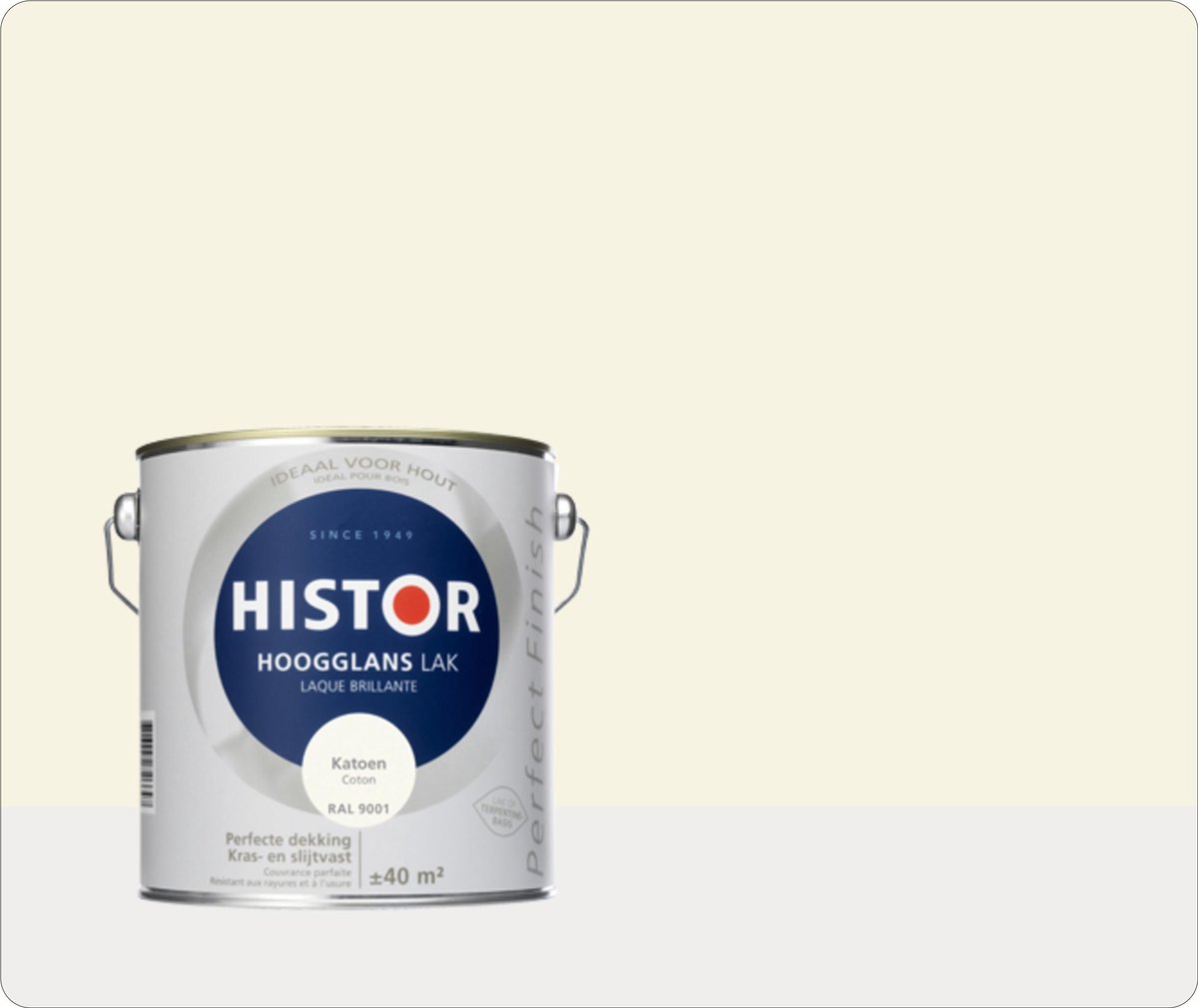 Histor Perfect Finish Lak Hoogglans 2,5 liter - Katoen (Ral 9001) – foto 2