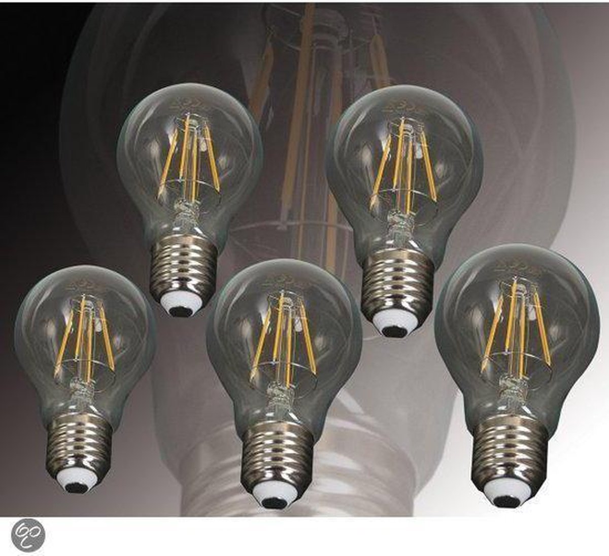 Voordeel verpakking 5 x E27 (grote fitting) LED Filament lamp