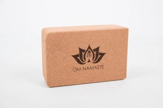 Om Namaste Yogablok - Kurk - Bruin - Rechthoekige Blok voor Yoga