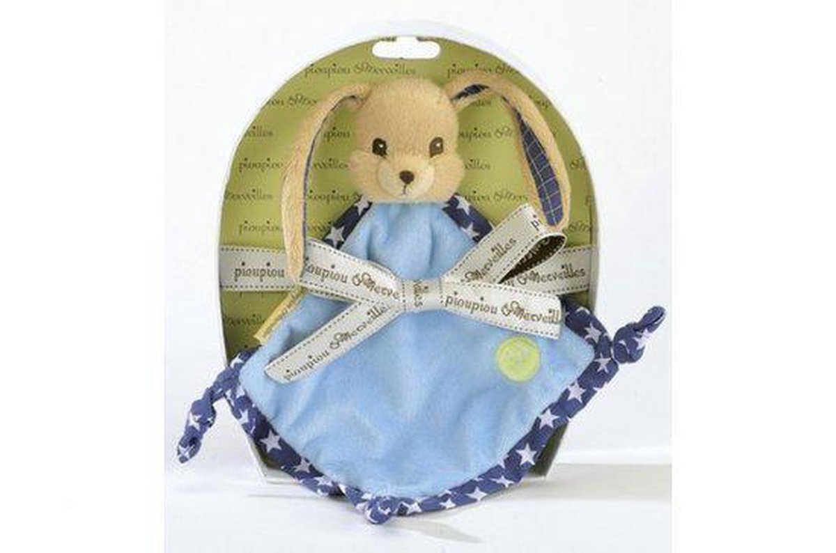 Knuffeldoekje konijn Pioupiou blauw sterren