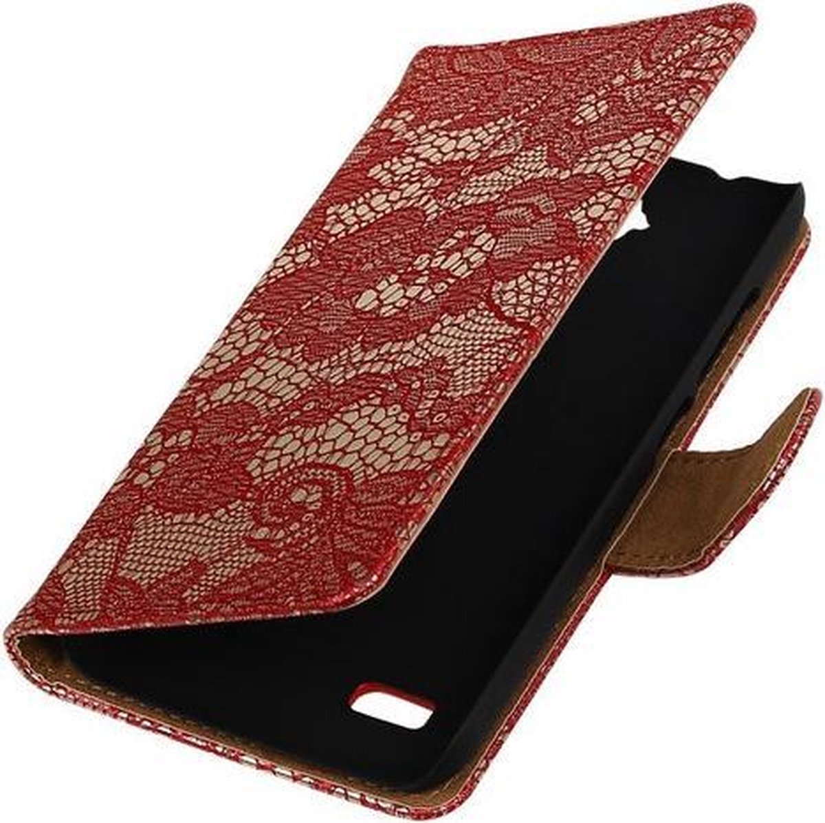 Rood Lace Booktype Huawei Y560 / Y5 Wallet Cover Hoesje