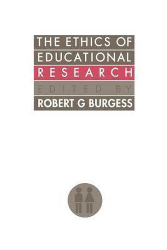 Boek: "The Ethics of Educational Research" door Robert G. Burgess. Grijze en rode letters op witte achtergrond.