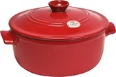 Emile Henry Kookpan Flame 26 Cm 4 Liter Aardewerk Rood 2-delig