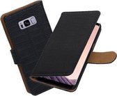 BestCases.nl Samsung Galaxy S8 Krokodil booktype hoesje Zwart