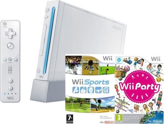 Nintendo Wii console + Party & Wii Sports - Wit |