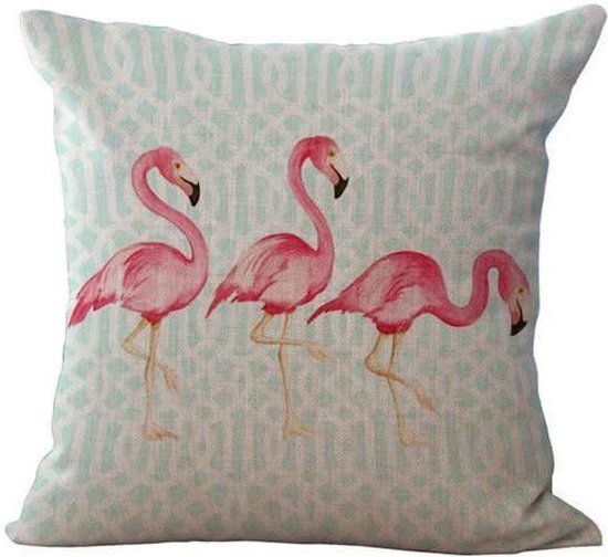 Flamingo kussen hoes met blauw patroon | 45 x 45 cm | Sierkussen kussenhoes  | REBL | bol.com