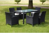 Tuinset poly rattan zwart 13-delig  (incl. Fleecedeken)