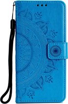 Shop4 - Huawei Y7 2019 Hoesje - Wallet Case Mandala Patroon Blauw