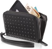 Decoded Leather Zip Wallet - Portemonnee met Studs - óók voor iPhone 4 / 5 / 5s / SE - Zwart