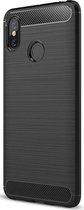 Shop4 - Xiaomi Mi Max 3 Hoesje - Zachte Back Case Brushed Carbon Zwart