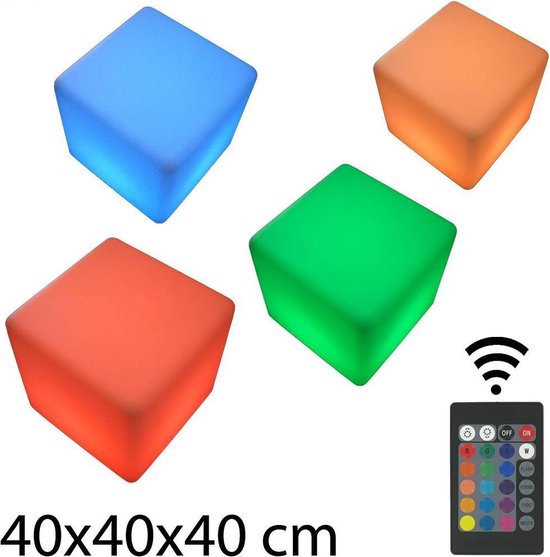 Cube LED multicolore 40 x 40 cm Rechargeable avec télécommande | bol.com
