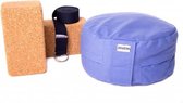 Zenzes PRO meditatiekussen met yogariem en 2 yogablokken - licht blauw