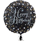 Ballon Hélium Happy Birthday Black Glitter 43cm vide