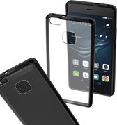 MP Case Transparant protect cover voor de Huawei P9 Lite met zwarte randen hard en zacht siliconen Extra versterkt back cover schok dempende hoeken