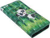 Groen panda kunstleer hoesje Geschikt voor iPhone 6(S) Plus