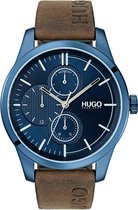 HUGO HU1530083 #DISCOVER - Polshorloge - Leer - Bruin -  Ø 46 mm