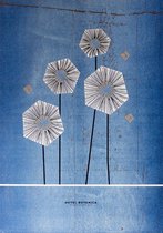 Poster blauw-goud bloem