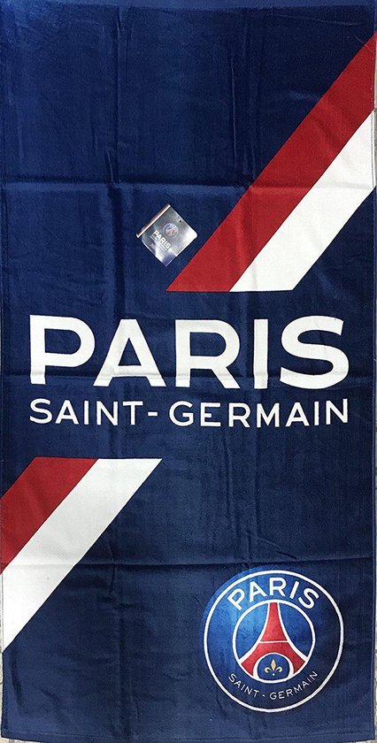 Serviette PSG - Rayure - 70 x 140 cm - Blauw - Paris Saint Germain | bol.com