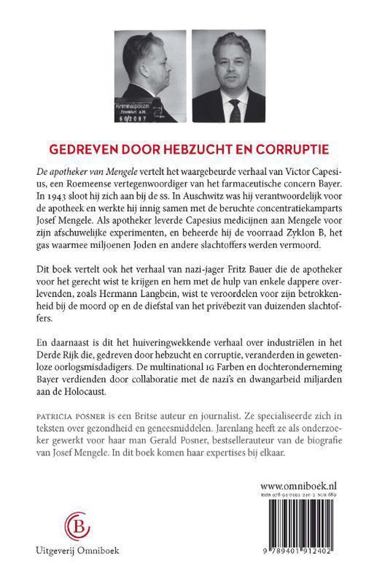 De apotheker van Mengele - back cover