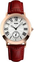 Dames Horloge – Rosé Goud – Lederen Band - Polshorloge