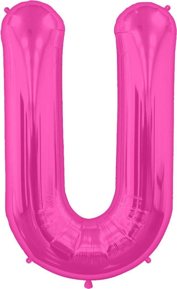 Magenta letterballon letter U - 86 cm