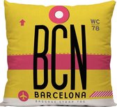 Barcelona (Luchthaven BCN, Spanje) - Sierkussen - 40 x 40 cm - Reizen / Vakantie - Reisliefhebbers - Voor op de bank/bed