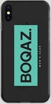 BOQAZ. iPhone XS Max hoesje - Labelized Collection - Turquoise print BOQAZ